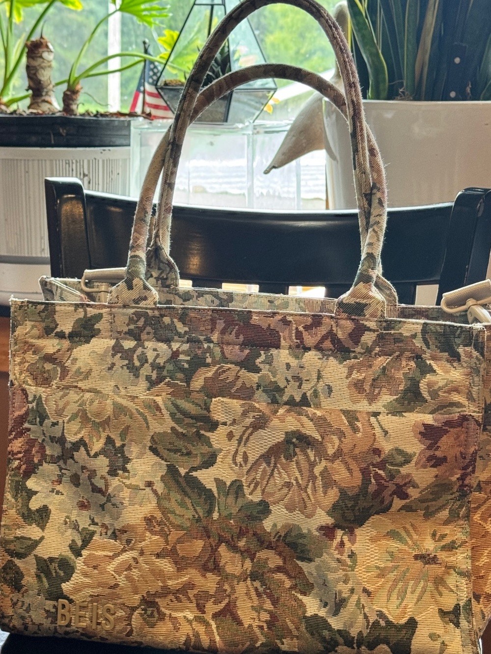 BEIS the work tote in vintage floral discontinued pattern
